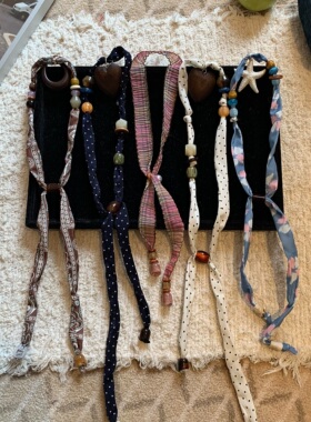 棉麻与风陈奶奶森系碎花布艺项链