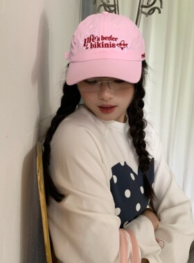 粉色星星字母棒球帽子女
