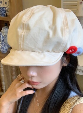 逛街八角帽女扣子甜美