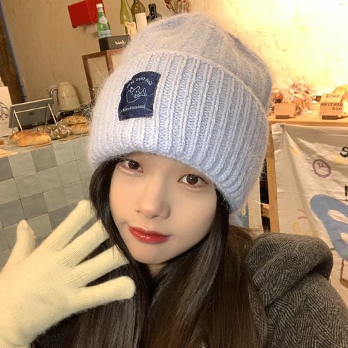 软糯兔毛~陈奶奶高品质兔毛混纺针织毛线帽保暖加厚防寒秋冬冷帽 - 图0