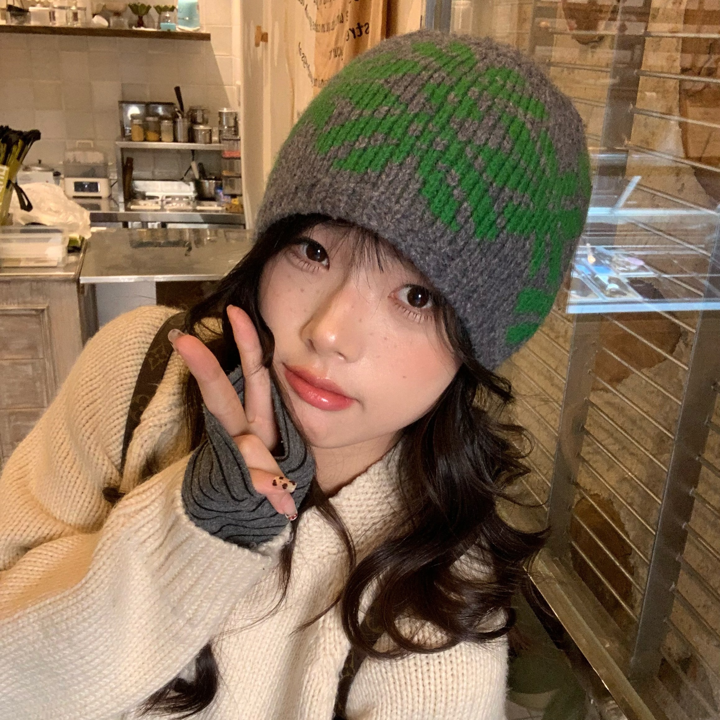 100%羊毛~陈奶奶费尔岛全羊毛帽子冬季大头围保暖显脸小氛围冷帽 - 图0