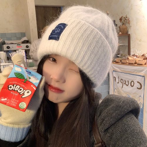 软糯兔毛~陈奶奶高品质兔毛混纺针织毛线帽保暖加厚防寒秋冬冷帽 - 图3
