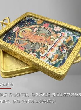 五台山龙五爷唐卡吊坠系列文殊菩萨手绘可打开饰品护身转运挂件男