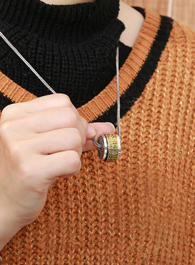 纯银项链潮牌转运珠路路通吊坠