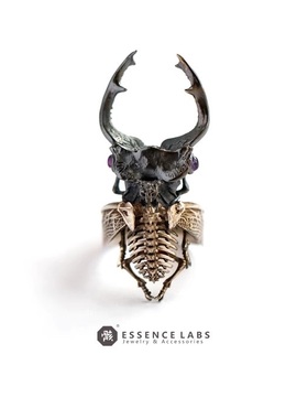 复古甲虫戒指男925纯银小众设计高级感霸气个性暗黑风夸张食指戒