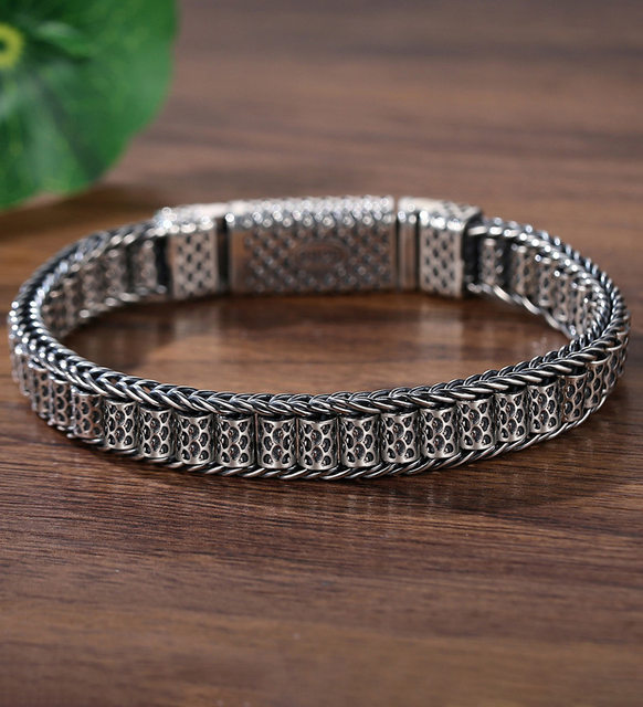 Handmade 925 Intime Silver Dragon Scale Passepartout Bracelet