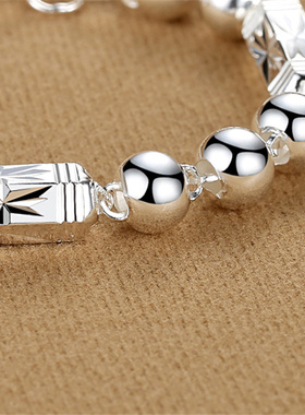 s999纯银六角手链男女转运