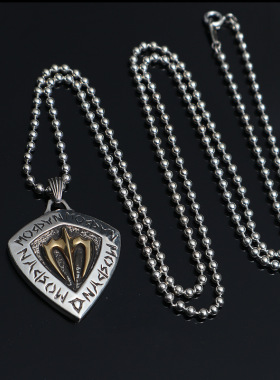 新款仿纯银项链男挂饰复古个性三叉戟嘻哈吊坠韩国潮流饰品送男友