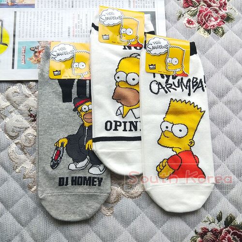卡通男袜子韩国进口可爱THE SIMPSONS辛普森短袜ins潮男学院风新 - 图0
