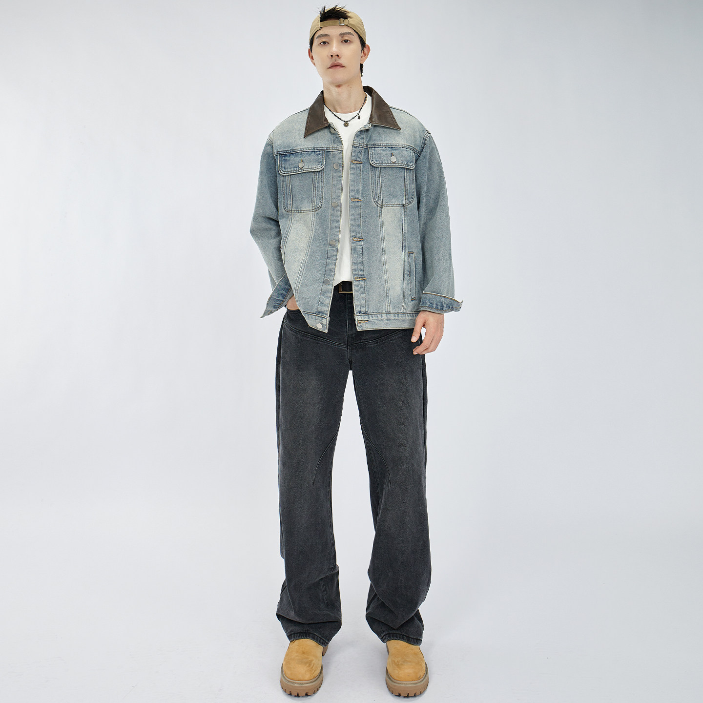 HAMB原创 2025秋季美式复古巴恩风牛仔外套男夹克上衣痞帅设计感,淘宝优惠券,粉丝福利购,淘宝优惠卷