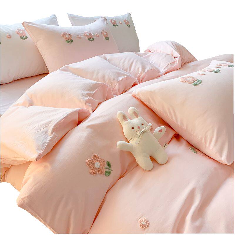 ins风全棉四件套纯棉女孩宿舍床单 莱美秋床品套件/四件套/多件套