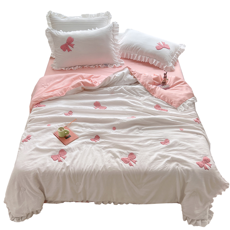 夏季四件套可机洗水洗单人夏被 莱美秋化纤被