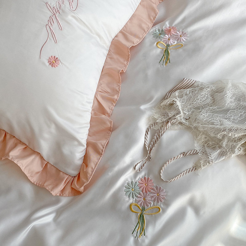 天丝夏天真丝四件套冰丝公主风床单 莱美秋床品套件/四件套/多件套