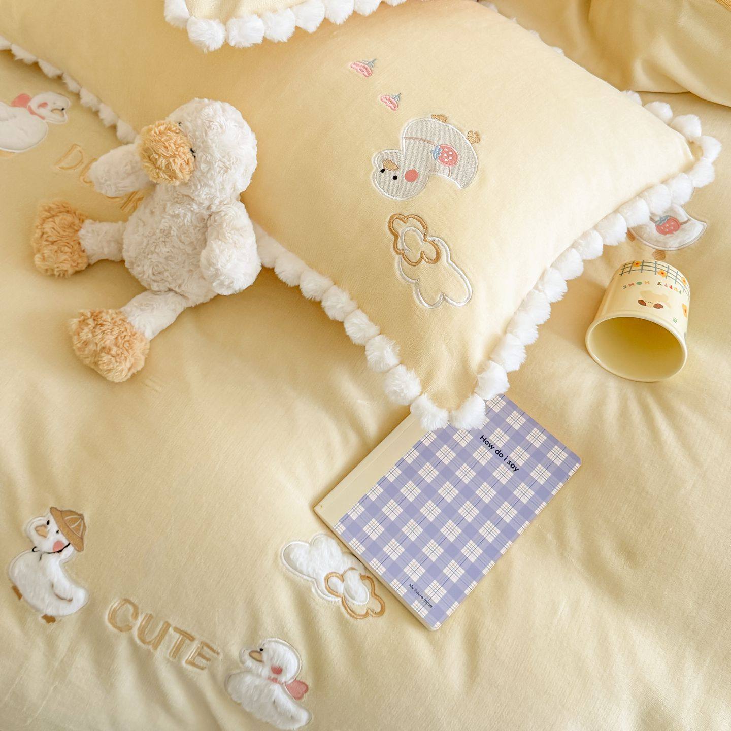 A类母婴级儿童牛奶绒四件套冬季可爱卡通宝宝绒面三件套床单被套4,淘宝优惠券,粉丝福利购,淘宝优惠卷