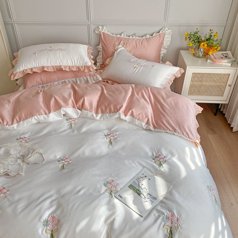 天丝夏天真丝四件套冰丝公主风床单 莱美秋床品套件/四件套/多件套