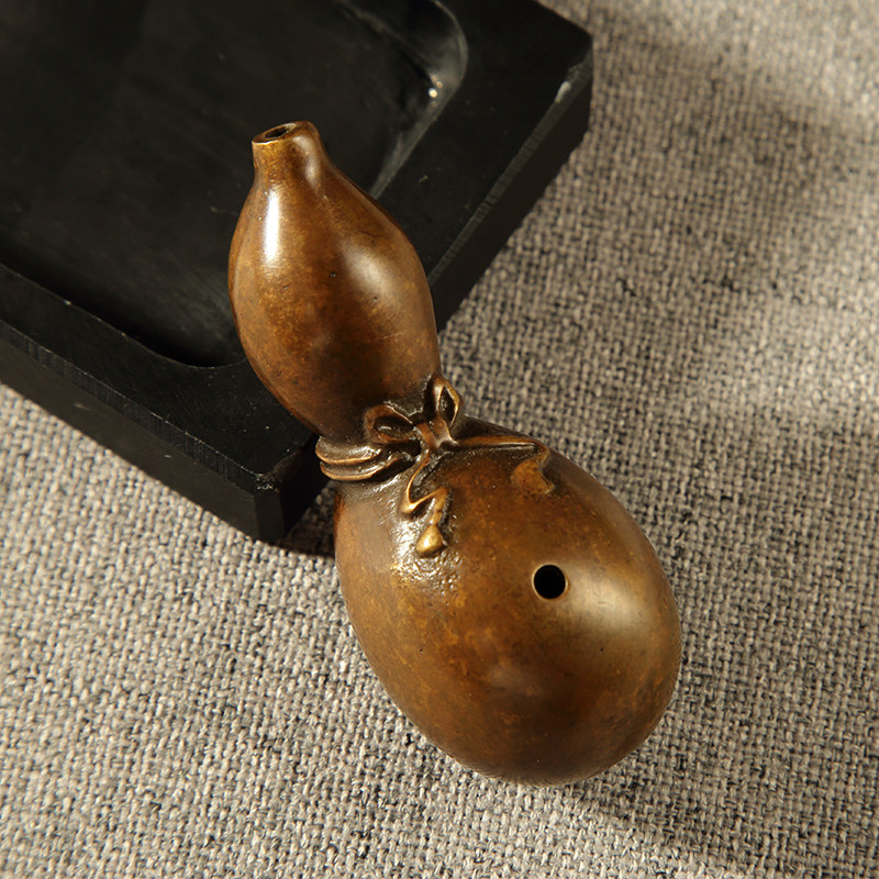 大山皮纸古铜葫芦砚滴文房四宝毛笔书法国画镇纸摆件复古青铜简约铜墨滴砚台磨墨研磨加水用高档收藏赠礼,淘宝优惠券,粉丝福利购,淘宝优惠卷