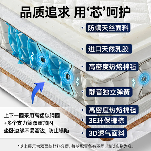 海马飞雪15cm家用床垫弹簧薄款席梦思10公分床垫乳胶椰棕高箱软硬 - 图1