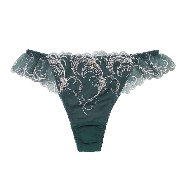 日本NARUE内裤女柔软弹力日系蕾丝边刺绣可爱优雅性感低腰丁字T裤 - 图3