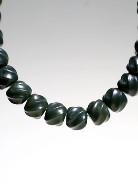 天然和田玉青玉旋珠手串