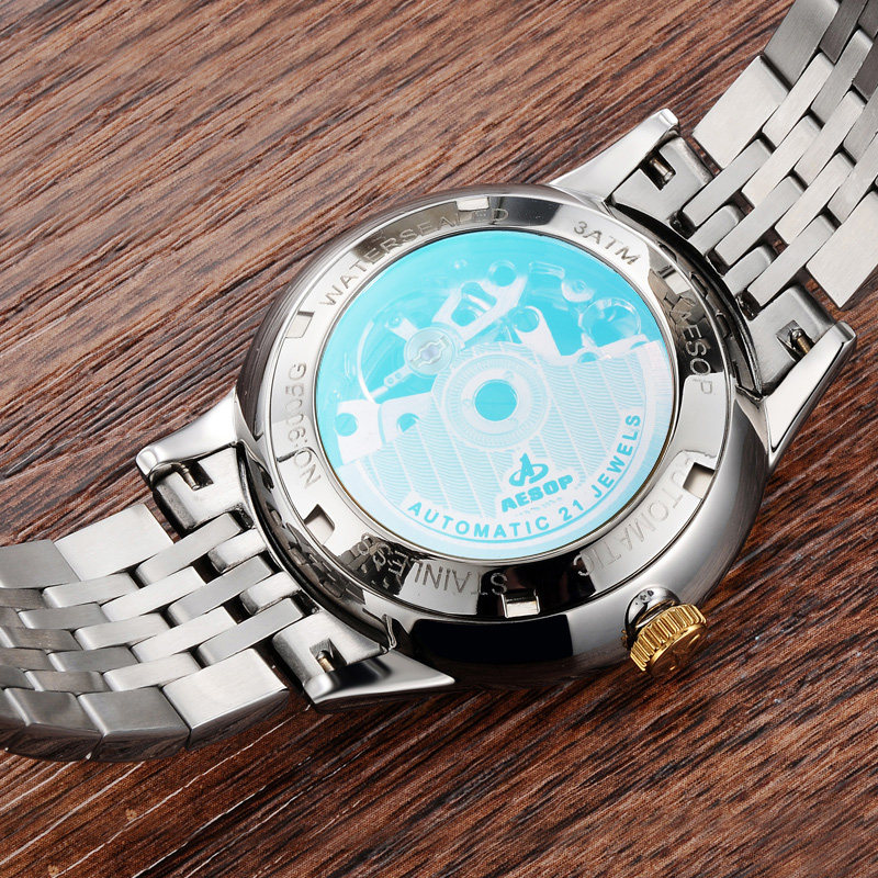 免费刻字伊索正品情侣一对机械表 aesop伊索翠清国产腕表