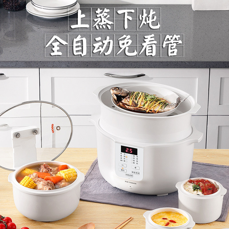 天际电炖炖锅陶瓷隔水炖盅煲汤锅 tonze天际苗硕电炖/煮粥锅/文火炉