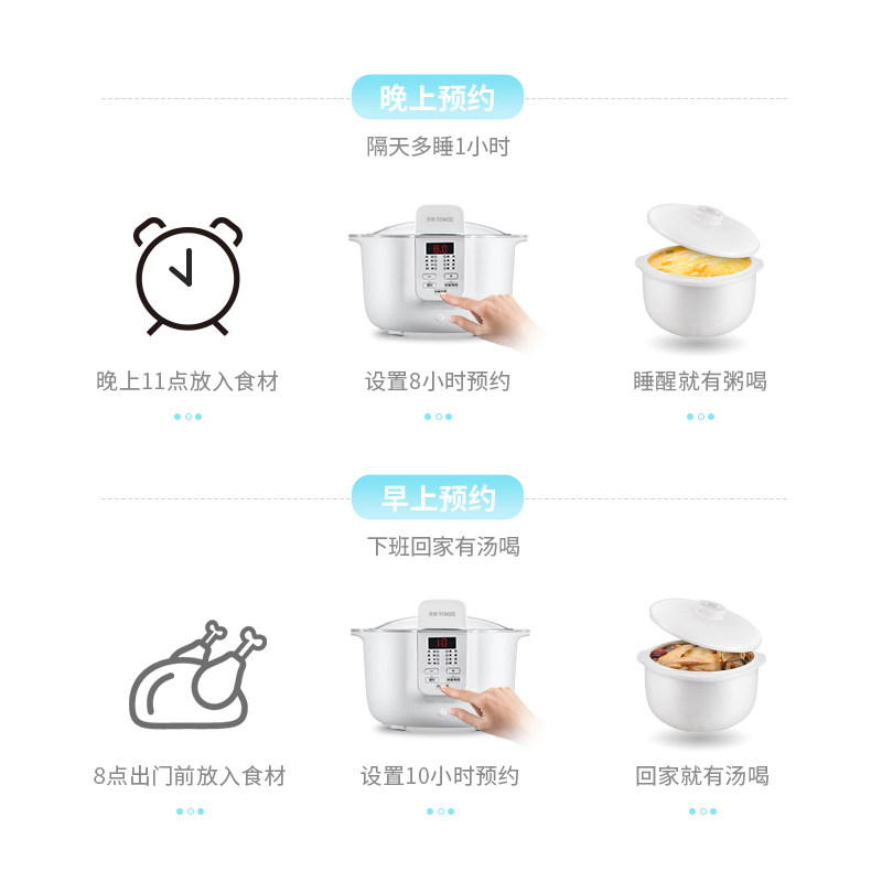 天际电炖炖锅陶瓷隔水炖盅煲汤锅 tonze天际苗硕电炖/煮粥锅/文火炉