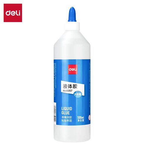 得力6357大容量液体胶水财务用粘纸液体透明胶diy做手工胶水500ml - 图3