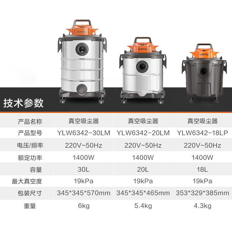 亿力吸尘器大吸力家用强力大功率装修洗车用美缝商用吸尘机工业