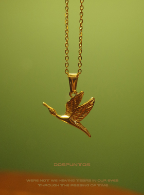 钛钢女白鹤项链锁骨链