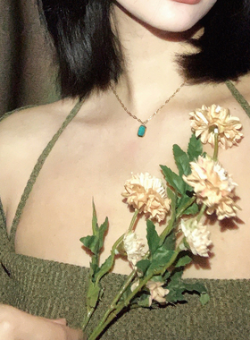 钛钢钛钢女海水蓝绿项链锁骨链