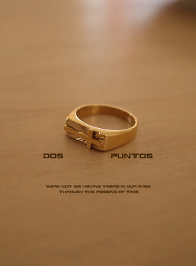 DosPuntos 惊情四百年 欧美哥特十字架戒指高级感钛钢高保色指环