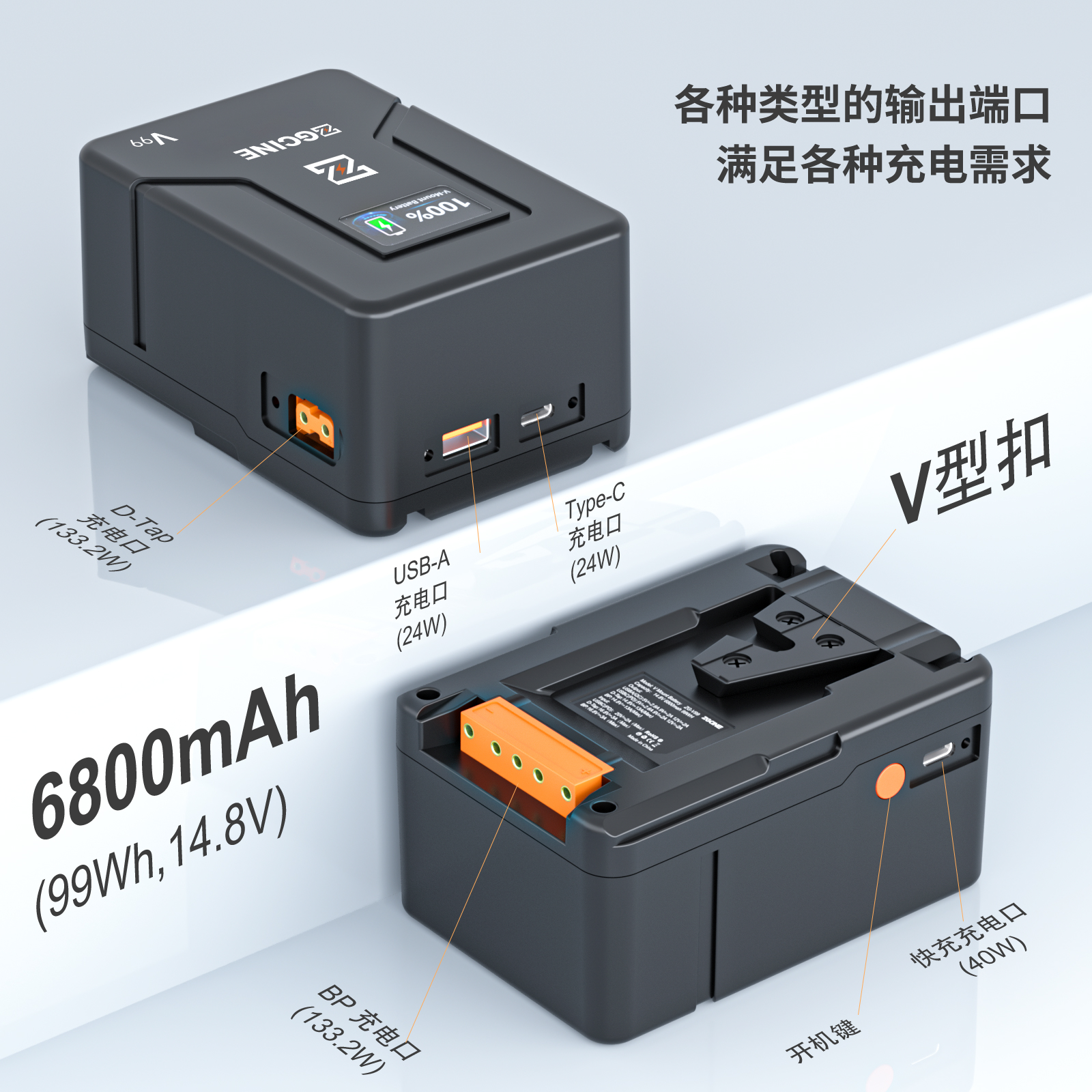 正光电池ZGCINE大容量V口 ZGV50/V99/V160支持快充适用摄像机摄-图0