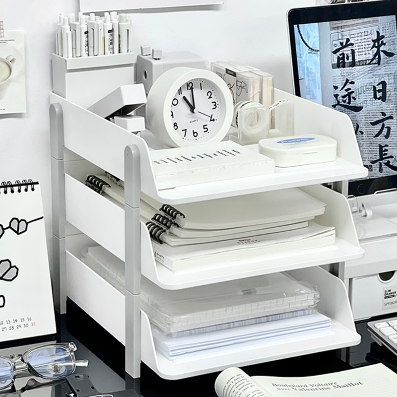 桌面多层文件架办公室工位学生宿舍资料试卷A4纸收纳架桌上收纳盒,淘宝优惠券,粉丝福利购,淘宝优惠卷
