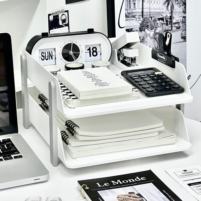 桌面多层文件架办公室工位学生宿舍资料试卷A4纸收纳架桌上收纳盒,淘宝优惠券,粉丝福利购,淘宝优惠卷