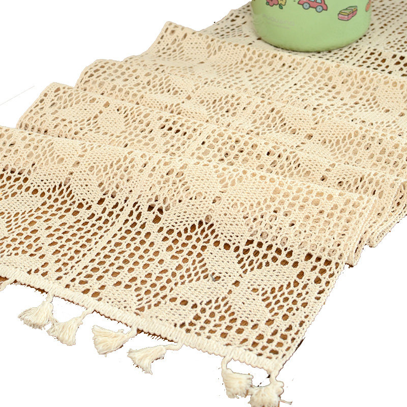 美式田园棉线镂空餐桌布桌旗装饰布艺仿钩针茶几垫电视柜五斗橱,淘宝优惠券,粉丝福利购,淘宝优惠卷