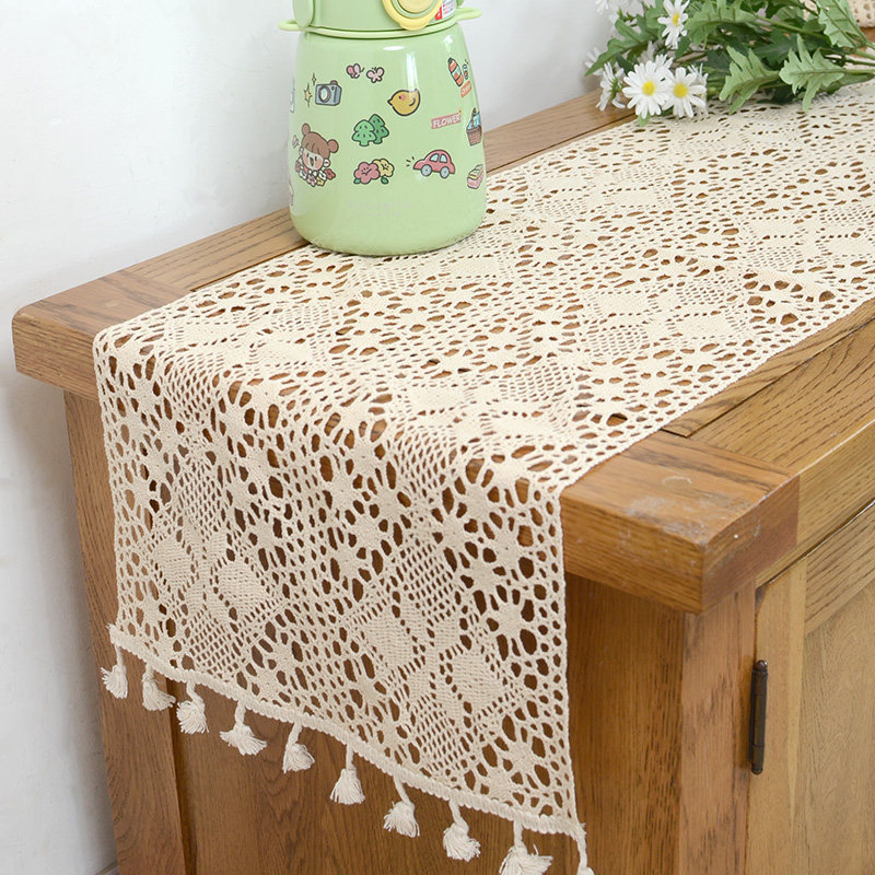 美式田园棉线镂空餐桌布桌旗装饰布艺仿钩针茶几垫电视柜五斗橱,淘宝优惠券,粉丝福利购,淘宝优惠卷