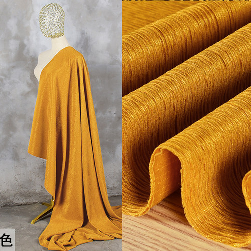 纯色微弹力肌理压皱布料树皮褶皱连衣裙裤子女装服装设计diy布料 - 图2