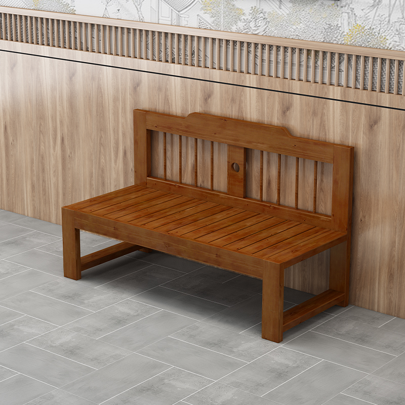 实木沙发简约现代小户型双三人卡座靠背餐桌椅组合新中式沙发长椅-图1