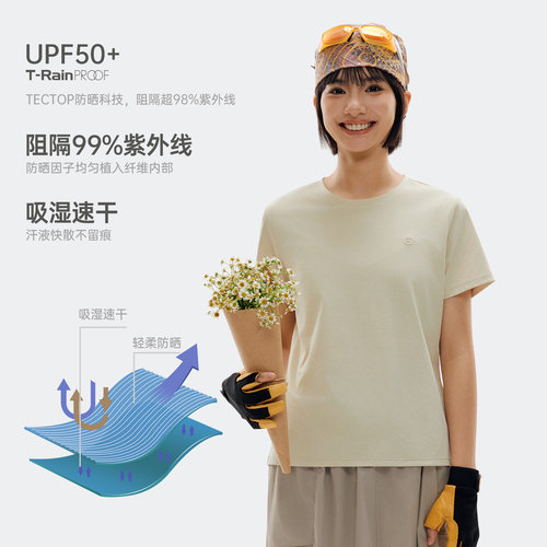 探拓户外速干T恤男女夏季短袖基础抗菌凉感防晒透气运动跑步上衣 - 图1