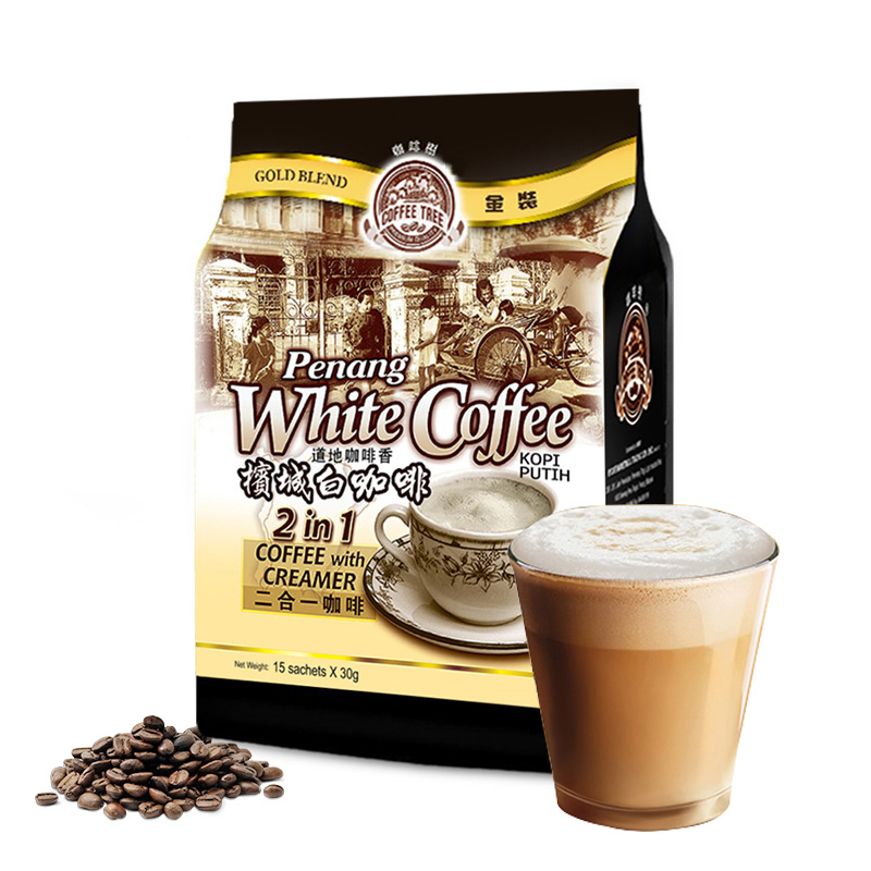 马来西亚进口 槟城咖啡树白咖啡无蔗糖二合一速溶咖啡粉15条装450 - 图2