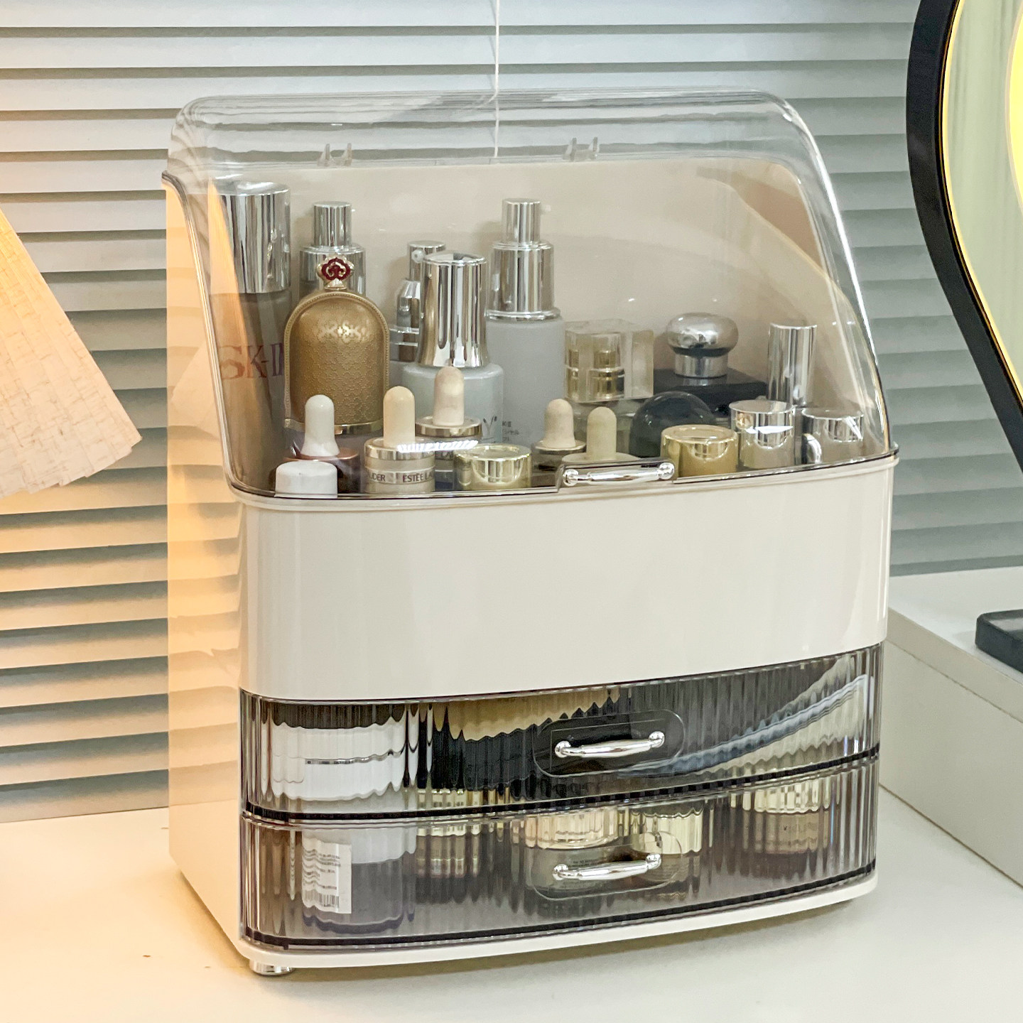 化妆品收纳箱家用梳妆台面大容量口红粉底液护肤品香水分区置物架,淘宝优惠券,粉丝福利购,淘宝优惠卷