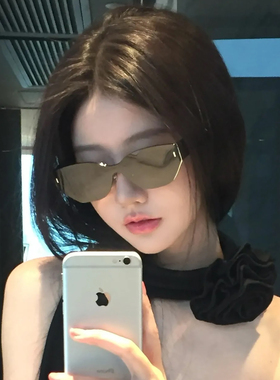 欧美金属猫眼太阳镜显脸小女潮高级感轻奢时尚遮阳防紫外线墨镜男