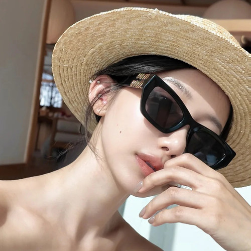欧美猫眼字母墨镜女个性高级感凹造型防晒夏季遮阳太阳镜防紫外线 - 图0