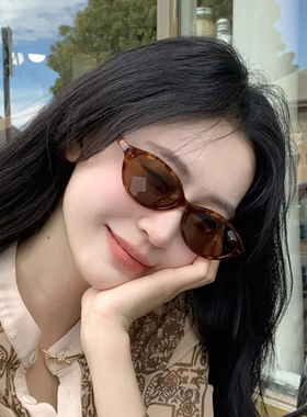 欧美椭圆豹纹茶色墨镜小红书同款2025新款防晒女潮夏季偏光太阳镜