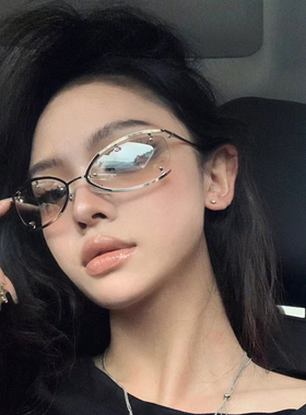 Y2K甜酷辣妹金属猫眼个性太阳镜