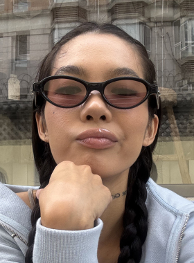 欧美夏季潮流紫色太阳镜女个性街拍凹造型椭圆防紫外线氛围感墨镜
