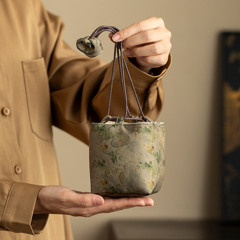 便携式织锦建盏主人杯茶杯袋小茶壶盖碗收纳布袋保护包防磕碰束口,淘宝优惠券,粉丝福利购,淘宝优惠卷