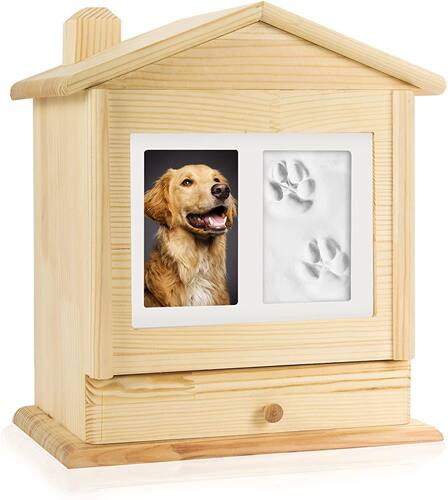 宠物骨灰盒金毛大型犬狗猫收纳实木火化定制哈士奇殡葬纪念棺材盒 - 图3