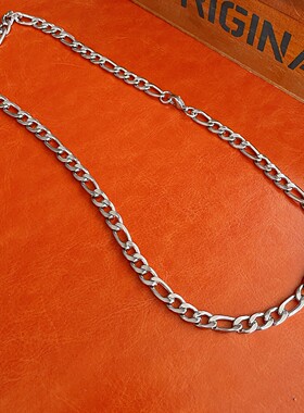 双轨靳朝何与同款项链男欧美潮流嘻哈费加罗钛钢古巴链素链不掉色