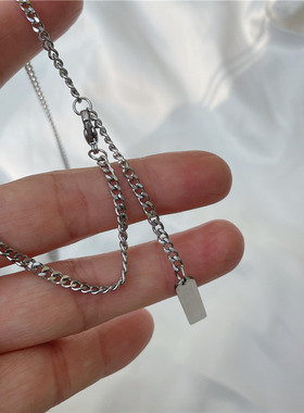 韩国李羲承同款项链锁骨链小众设计感简约百搭钛钢素链配饰不掉色